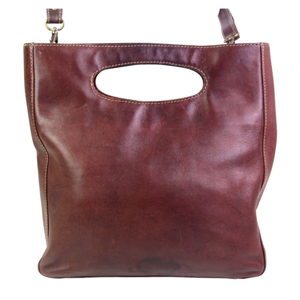 Chaos BROWN GENUINE LEATHER SHOULDER BAG X-BODY SATCHEL HANDBAG ORGANIZER PURSE